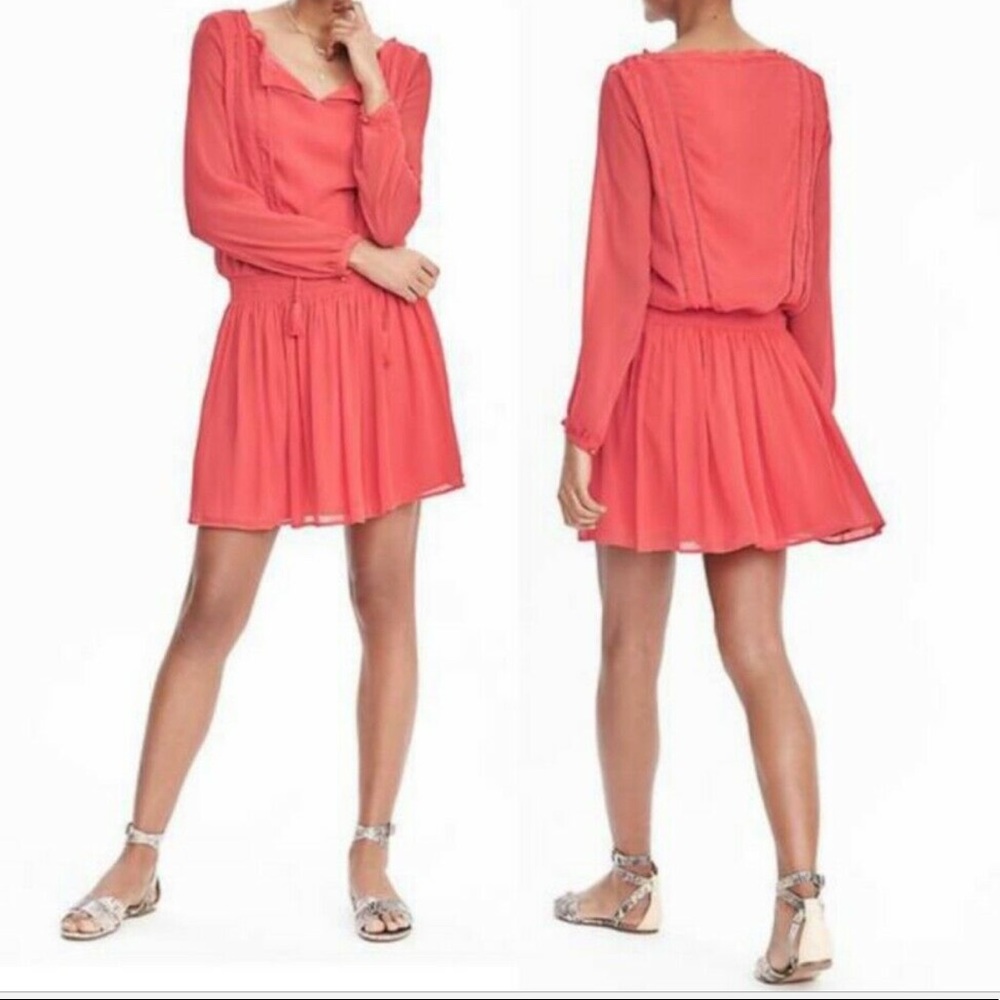 Banana Republic Coral Chiffon Dress (XL)